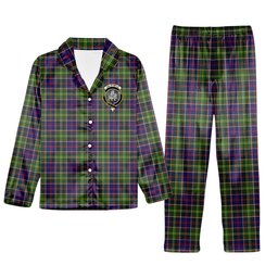 ScotsTee Shop Scottish Dalrymple Crest Tartan Pajama Satin Velvet Flannel Pajama Set