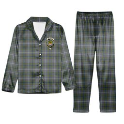 ScotsTee Shop Scottish Douglas Green Ancient Crest Tartan Pajama Satin Velvet Flannel Pajama Set