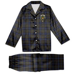 ScotsTee Shop Scottish Douglas Brown Crest Tartan Pajama Satin Velvet Flannel Pajama Set