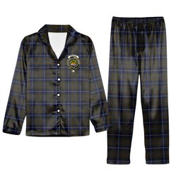 ScotsTee Shop Scottish Douglas Brown Crest Tartan Pajama Satin Velvet Flannel Pajama Set