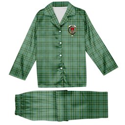 ScotsTee Shop Scottish Currie Modern Crest Tartan Pajama Satin Velvet Flannel Pajama Set
