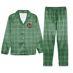 ScotsTee Shop Scottish Currie Modern Crest Tartan Pajama Satin Velvet Flannel Pajama Set