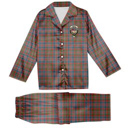 ScotsTee Shop Scottish Donald of Boisdale Ancient Crest Tartan Pajama Satin Velvet Flannel Pajama Set