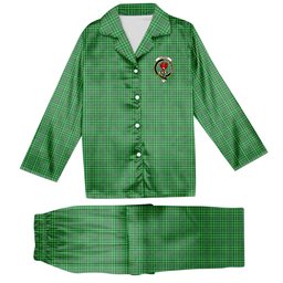 ScotsTee Shop Scottish Currie Crest Tartan Pajama Satin Velvet Flannel Pajama Set