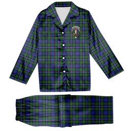 ScotsTee Shop Scottish Donnachaidh Crest Tartan Pajama Satin Velvet Flannel Pajama Set