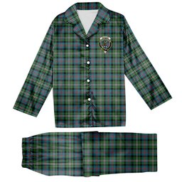 ScotsTee Shop Scottish Davidson Double Ancient Crest Tartan Pajama Satin Velvet Flannel Pajama Set