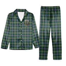 ScotsTee Shop Scottish Davidson Double Ancient Crest Tartan Pajama Satin Velvet Flannel Pajama Set