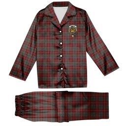 ScotsTee Shop Scottish Douglas Ancient Red Crest Tartan Pajama Satin Velvet Flannel Pajama Set