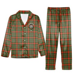 ScotsTee Shop Scottish Dalrymple of Castleton #2 Modern Crest Tartan Pajama Satin Velvet Flannel Pajama Set