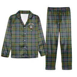 ScotsTee Shop Scottish Donald of Clan Ranald Ancient Crest Tartan Pajama Satin Velvet Flannel Pajama Set