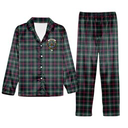 ScotsTee Shop Scottish Davidson Double Modern Crest Tartan Pajama Satin Velvet Flannel Pajama Set