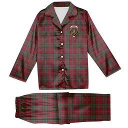 ScotsTee Shop Scottish Donald of Glencoe Modern Crest Tartan Pajama Satin Velvet Flannel Pajama Set