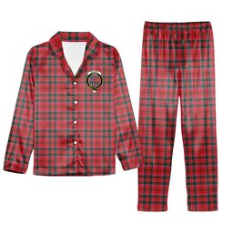 ScotsTee Shop Scottish Dalziel Modern Crest Tartan Pajama Satin Velvet Flannel Pajama Set
