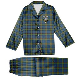 ScotsTee Shop Scottish Dalrymple M of Oxenfoord Crest Tartan Pajama Satin Velvet Flannel Pajama Set