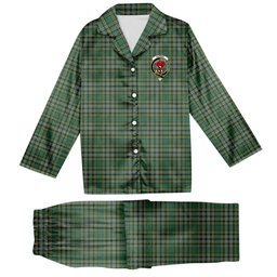 ScotsTee Shop Scottish Currie of Balilone Crest Tartan Pajama Satin Velvet Flannel Pajama Set