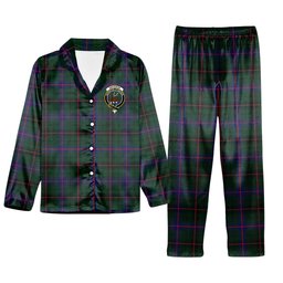 ScotsTee Shop Scottish Davidson Modern Crest Tartan Pajama Satin Velvet Flannel Pajama Set