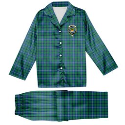 ScotsTee Shop Scottish Douglas Ancient Crest Tartan Pajama Satin Velvet Flannel Pajama Set