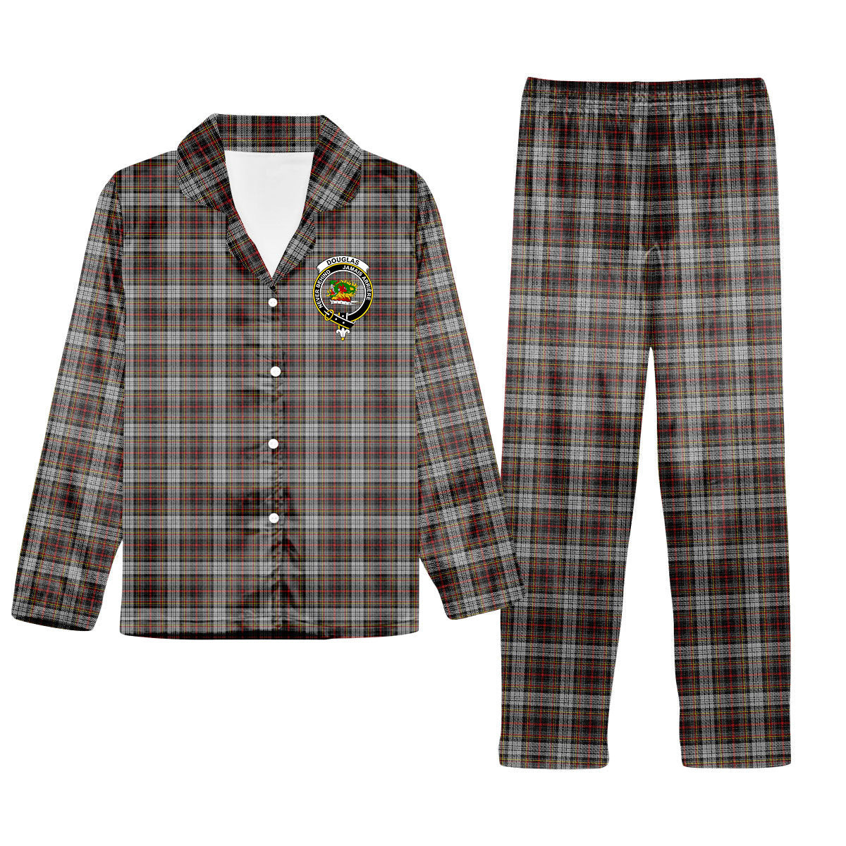 ScotsTee Shop Scottish Douglas Ancient Dress Crest Tartan Pajama Satin Velvet Flannel Pajama Set