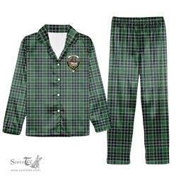 ScotsTee Shop Scottish Donald Lord of the Isles Hunting Modern Crest Tartan Pajama Satin Velvet Flannel Pajama Set