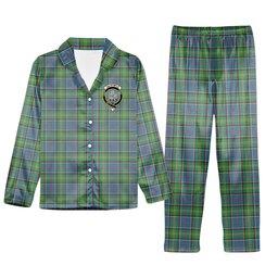 ScotsTee Shop Scottish Dalrymple SC Crest Tartan Pajama Satin Velvet Flannel Pajama Set