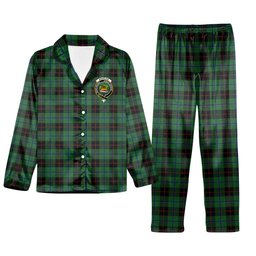 ScotsTee Shop Scottish Douglas Black Crest Tartan Pajama Satin Velvet Flannel Pajama Set