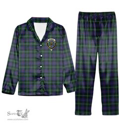ScotsTee Shop Scottish Davidson of Tulloch 2 Crest Tartan Pajama Satin Velvet Flannel Pajama Set