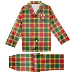 ScotsTee Shop Scottish Gibbs Modern Crest Tartan Pajama Satin Velvet Flannel Pajama Set