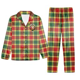 ScotsTee Shop Scottish Gibbs Modern Crest Tartan Pajama Satin Velvet Flannel Pajama Set