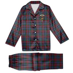 ScotsTee Shop Scottish Gordon Red Crest Tartan Pajama Satin Velvet Flannel Pajama Set