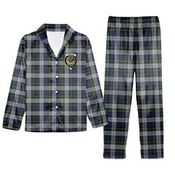 ScotsTee Shop Scottish Gordon Dress Original Crest Tartan Pajama Satin Velvet Flannel Pajama Set