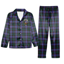 ScotsTee Shop Scottish Guthrie Modern Crest Tartan Pajama Satin Velvet Flannel Pajama Set
