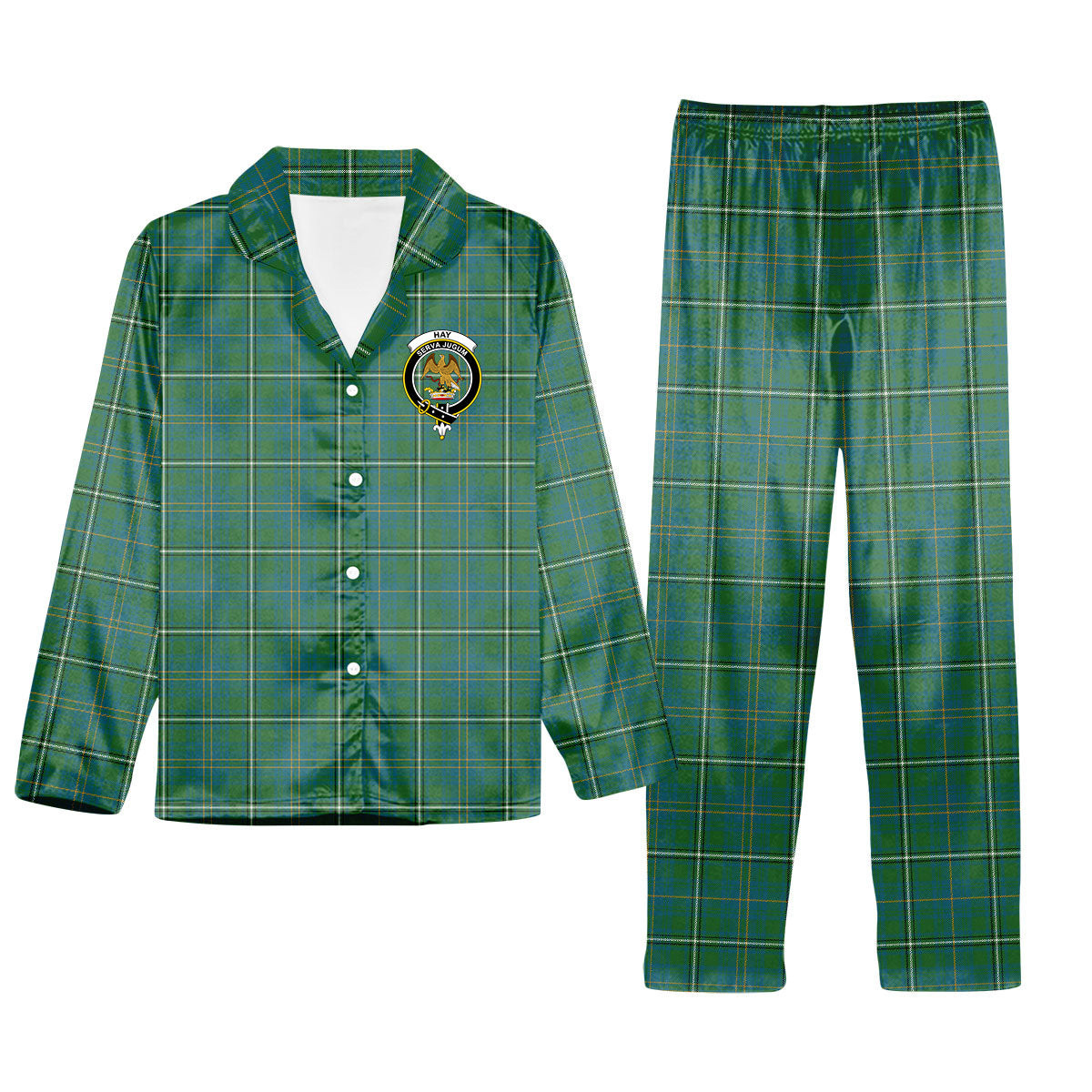 ScotsTee Shop Scottish Hay Hunting Ancient Crest Tartan Pajama Satin Velvet Flannel Pajama Set