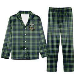 ScotsTee Shop Scottish Haliburton Crest Tartan Pajama Satin Velvet Flannel Pajama Set