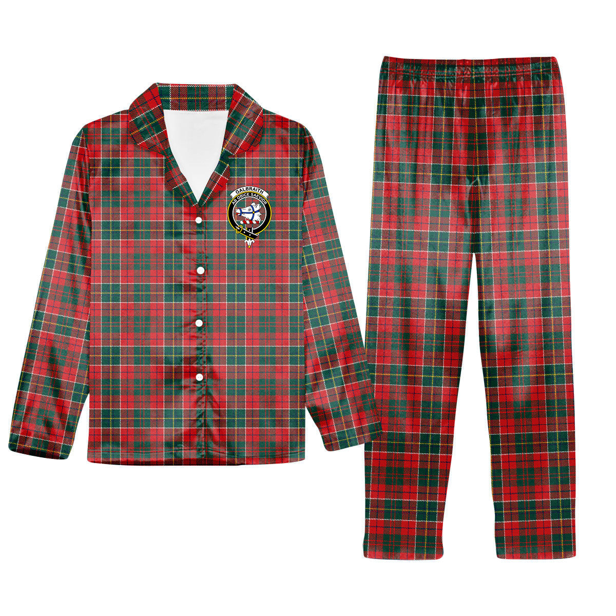 ScotsTee Shop Scottish Galbraith USA Modern Crest Tartan Pajama Satin Velvet Flannel Pajama Set