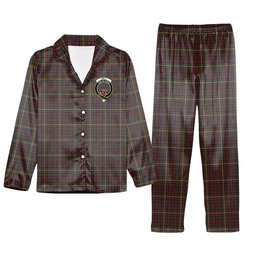 ScotsTee Shop Scottish Hall Modern Crest Tartan Pajama Satin Velvet Flannel Pajama Set