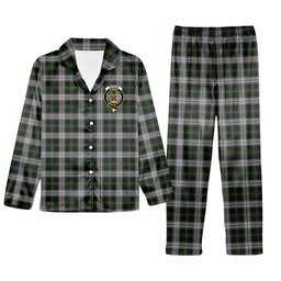 ScotsTee Shop Scottish Gordon Dress MacGregor-Hastie Crest Tartan Pajama Satin Velvet Flannel Pajama Set
