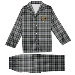 ScotsTee Shop Scottish Drummond Grey Ancient Crest Tartan Pajama Satin Velvet Flannel Pajama Set
