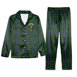 ScotsTee Shop Scottish Henderson Modern Crest Tartan Pajama Satin Velvet Flannel Pajama Set