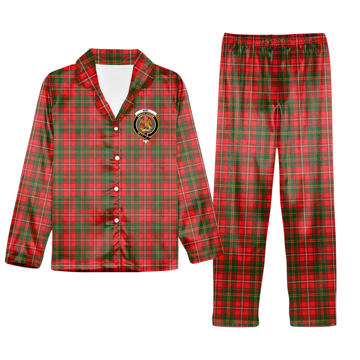 ScotsTee Shop Scottish Hay Modern Crest Tartan Pajama Satin Velvet Flannel Pajama Set