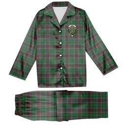 ScotsTee Shop Scottish Gray Hunting Modern Crest Tartan Pajama Satin Velvet Flannel Pajama Set