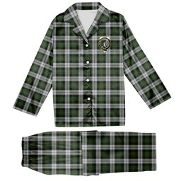 ScotsTee Shop Scottish Gunn Mrs Jane of Kirkhill House Wick Crest Tartan Pajama Satin Velvet Flannel Pajama Set