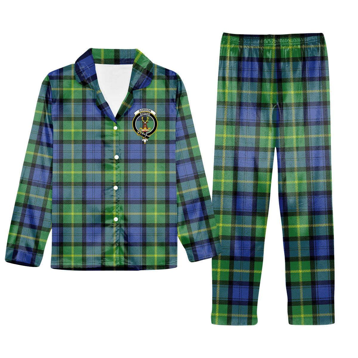 ScotsTee Shop Scottish Gordon Old Ancient Crest Tartan Pajama Satin Velvet Flannel Pajama Set