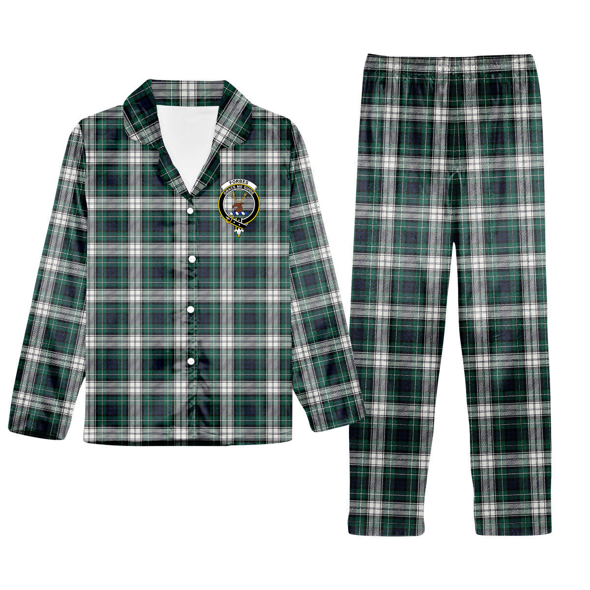 ScotsTee Shop Scottish Forbes Dress Modern Crest Tartan Pajama Satin Velvet Flannel Pajama Set