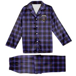 ScotsTee Shop Scottish Dunlop Modern Crest Tartan Pajama Satin Velvet Flannel Pajama Set
