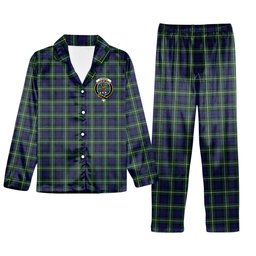 ScotsTee Shop Scottish Forbes Modern Crest Tartan Pajama Satin Velvet Flannel Pajama Set
