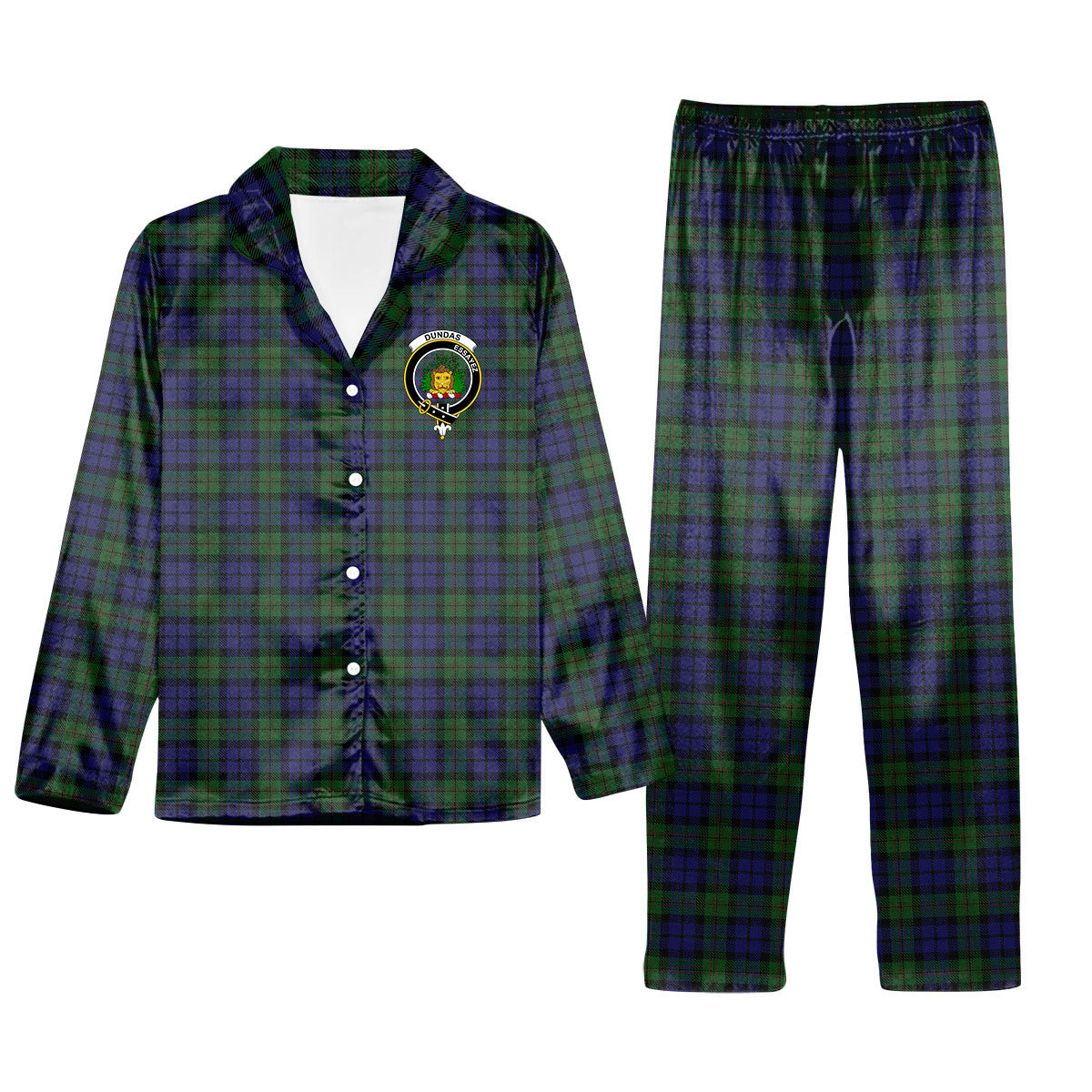 ScotsTee Shop Scottish Dundas Crest Tartan Pajama Satin Velvet Flannel Pajama Set