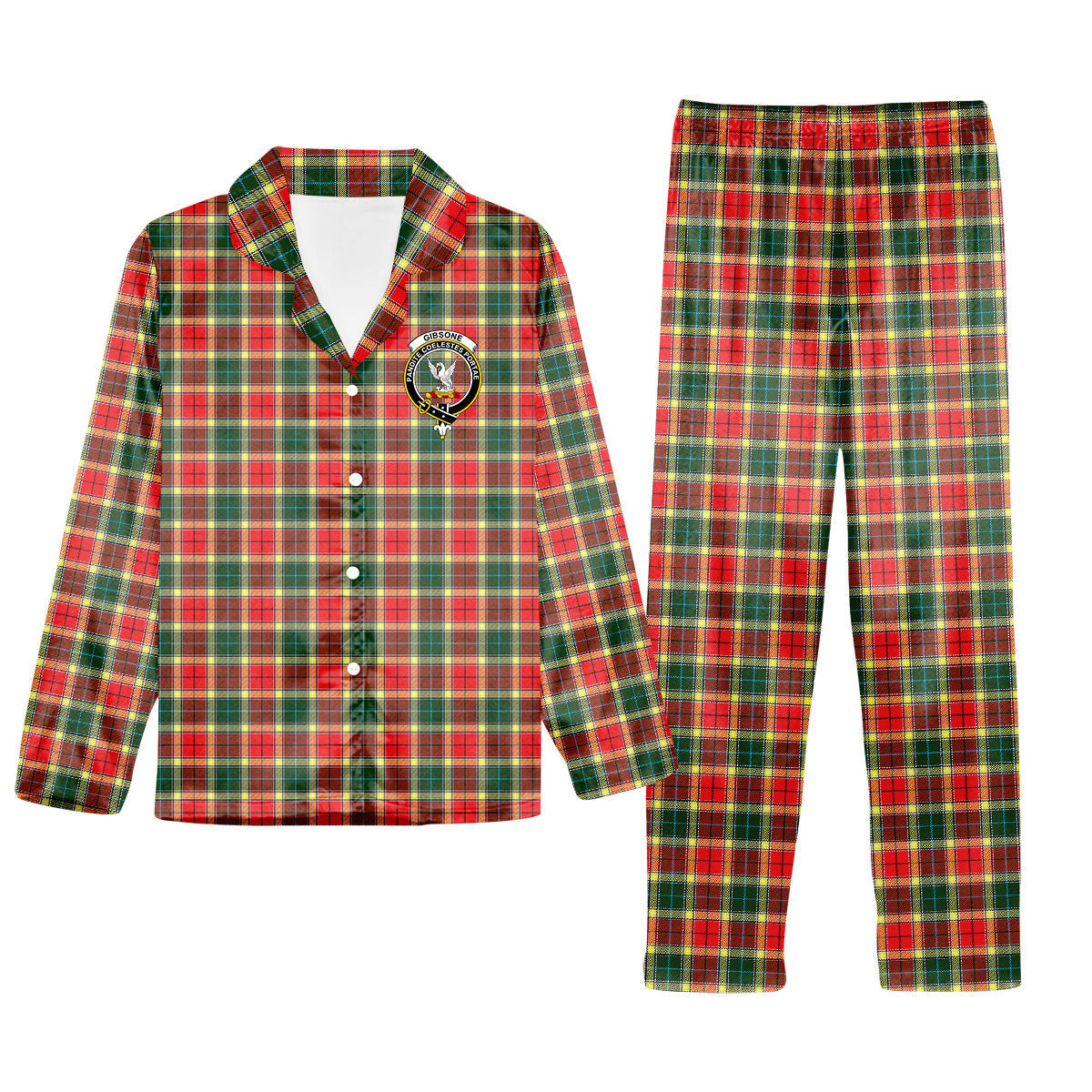 ScotsTee Shop Scottish Gibsone Crest Tartan Pajama Satin Velvet Flannel Pajama Set