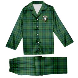 ScotsTee Shop Scottish Dunbar Hunting Modern Crest Tartan Pajama Satin Velvet Flannel Pajama Set
