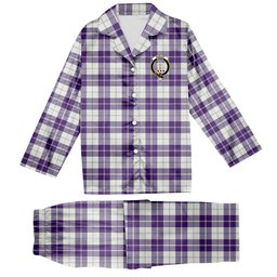 ScotsTee Shop Scottish Dunlop Dress Modern Crest Tartan Pajama Satin Velvet Flannel Pajama Set
