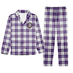 ScotsTee Shop Scottish Dunlop Dress Modern Crest Tartan Pajama Satin Velvet Flannel Pajama Set